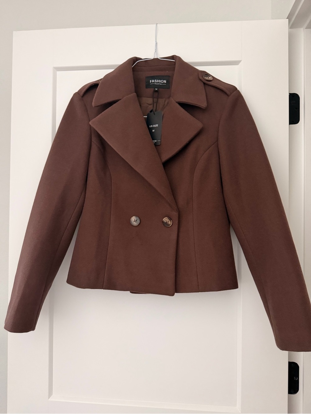 Brown Double-Breasted Peacoat Jacket